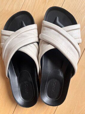 Vince leather sandal, white, size 38